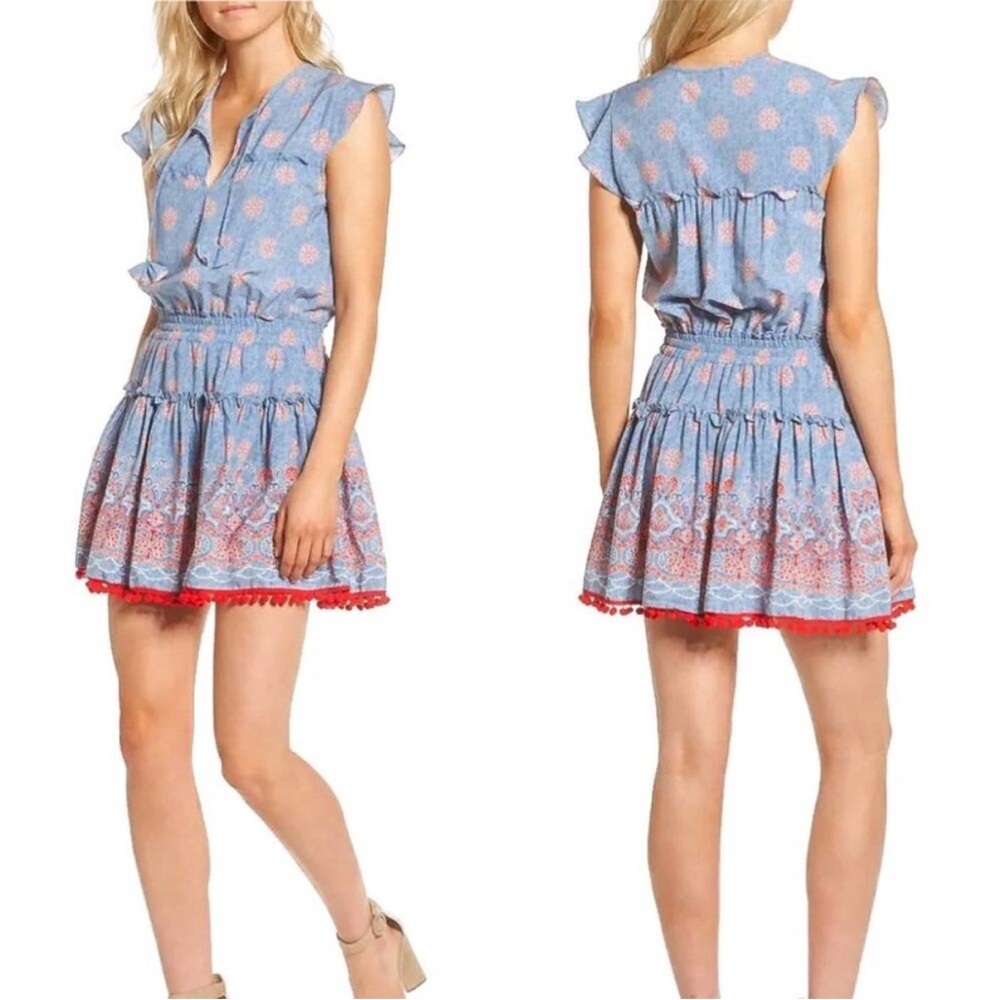 Misa Los Angeles Blue and Red Floral Mini Dress
